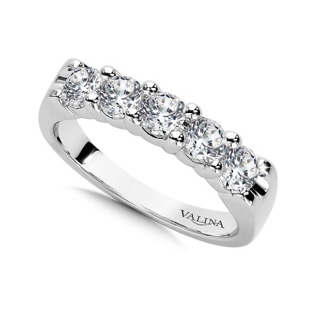 1 Carat 5-Stone Diamond Wedding Band in 14k White Gold - WBD010-W