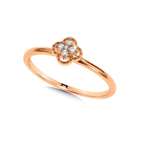 10k Rose Gold Clover-Shaped Diamond Promise Ring - CDD3105-1P