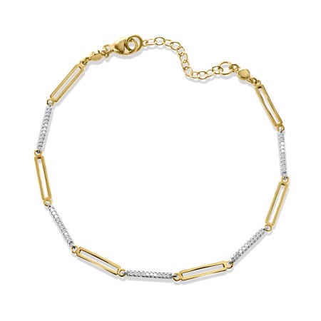 10K Two Tone Gold Diamond Paperclip Loops Bracelet