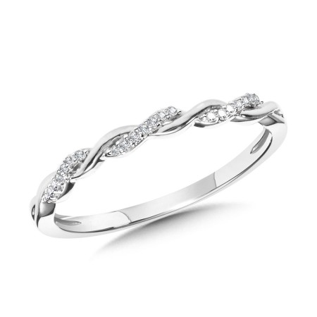10K White Gold & Diamond Crisscross Stackable Gratitude Band