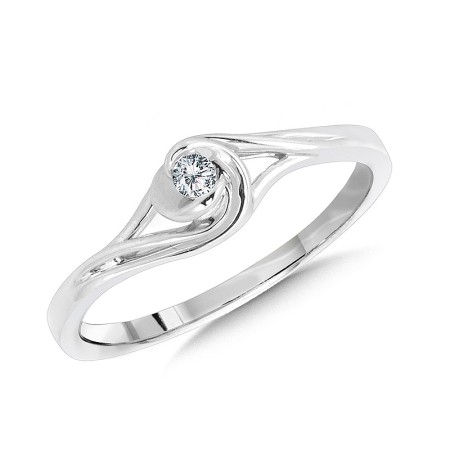 10K White Gold Spiral Bypass Diamond Promise Ring - CDD3106-1W