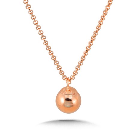 14K Rose Gold Plated Sterling Silver Dangle Ball Pendant - PSS003-P - Valina Fine Jewelry