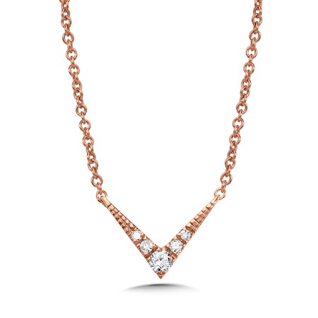 14k Rose Gold Pointed Arrow Diamond Necklace - PDD3082-P