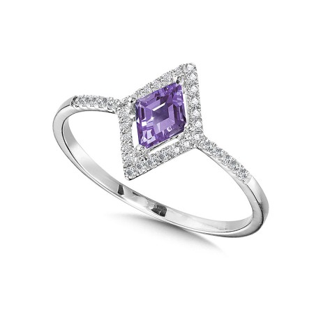 Amethyst and Diamond Kite Ring