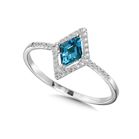 London Blue Topaz and Diamond Kite Ring | CGR184W-DLBT