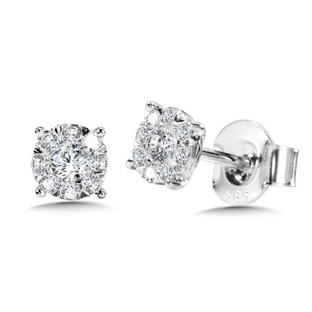 Mirage Cluster Diamond Stud Earrings | EDA025-W | Valina Fine Jewelry