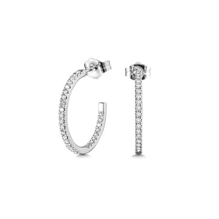 Pave C-Shaped Diamond Hoop Earrings | EDD3325-W | Valina Fine Jewelry