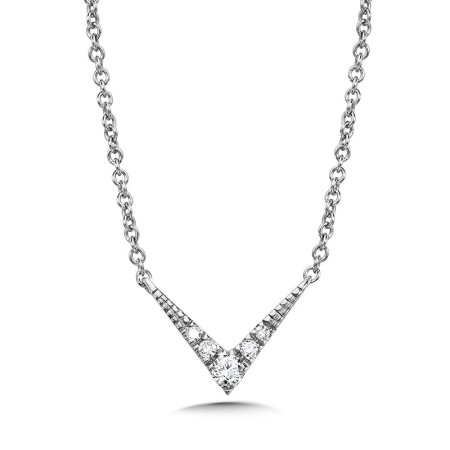 14k White Gold Pointed Arrow Diamond Necklace - PDD3082-W