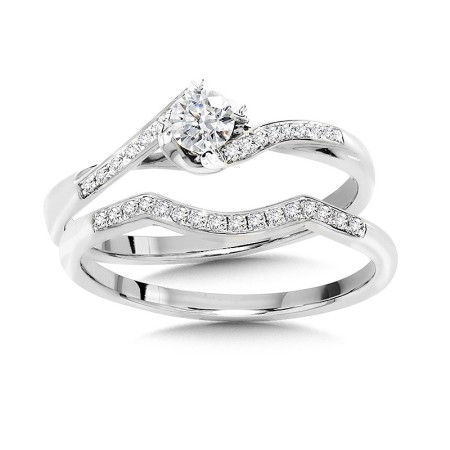 14K White Gold Round Diamond Spiral Engagement Ring - BDD2512E-W