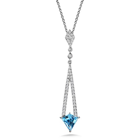Swiss Blue Topaz and Diamond Pendant