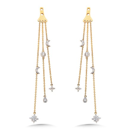 14K Yellow Gold 3-Strand Celestial Diamond Enhancer Earrings - EDD3031-Y