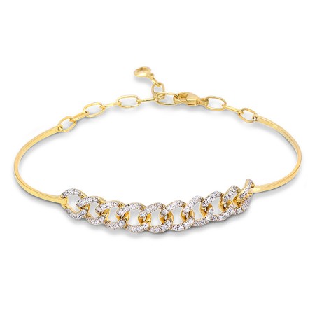 14K Yellow Gold Curb Chain Diamond Bracelet - LDD414-Y