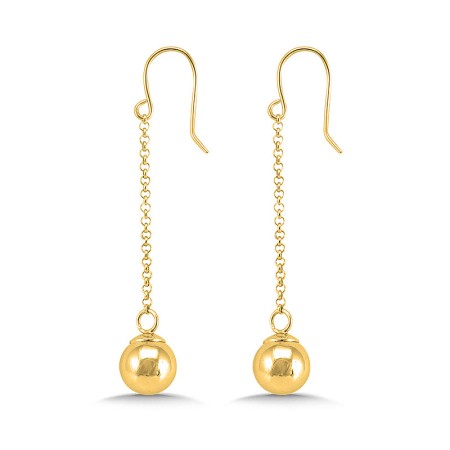 14K Yellow Gold Plated Sterling Silver Dangle Ball Earrings - ESS003-Y
