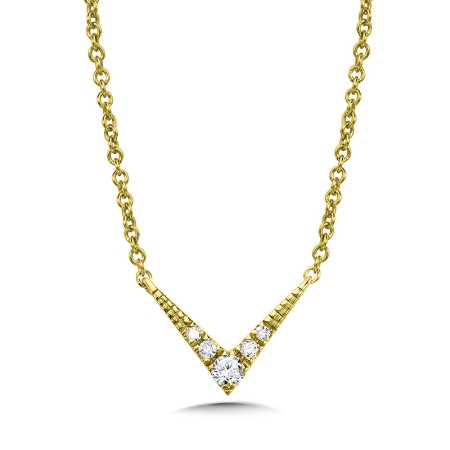 14k Yellow Gold Pointed Arrow Diamond Necklace - PDD3082-Y