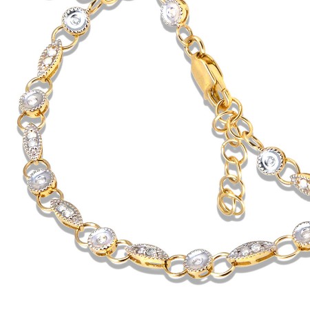 14K Yellow Gold Yellow and White Diamond Chain Bracelet - LDD425-Y