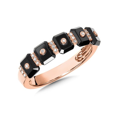 5-Stone Onyx and Diamond Rose Gold Ring | CGR774P-DNX