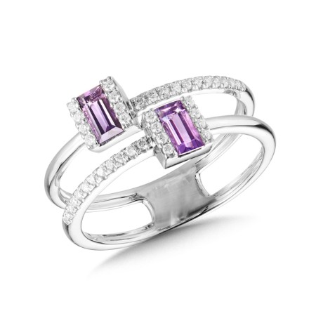 Amethyst & Diamond Split Shank Ring -  CGR189W-DAM