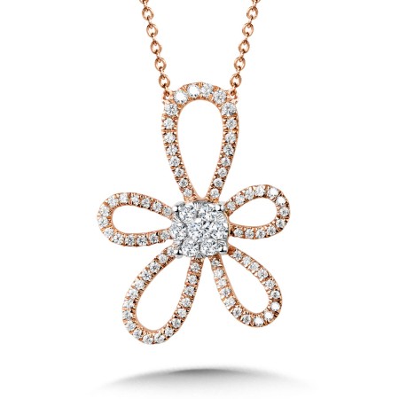 Asymmetrical Flower Necklace | PDD3134-PW