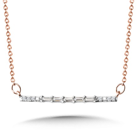 Baguette Diamond Bar Necklace | PDD3149-P