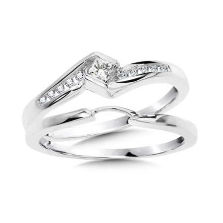 Princess Cut Diamond Engagement Ring and Wedding Band Bridal Set