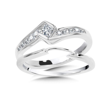 Princess Cut Diamond Engagement Ring and Wedding Band Bridal Set