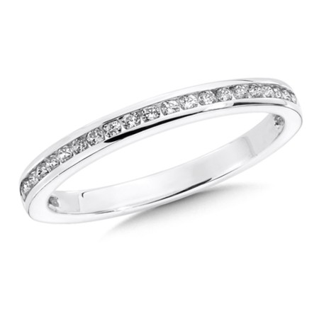 Channel set Diamond Wedding Band 14k White Gold
