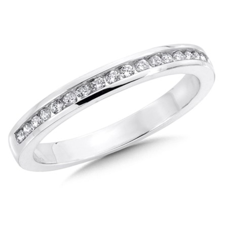 Channel set Diamond Wedding Band 14k White Gold