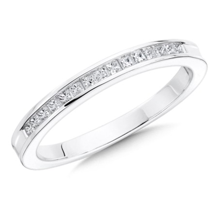 Channel set Diamond Wedding Band 14k White Gold