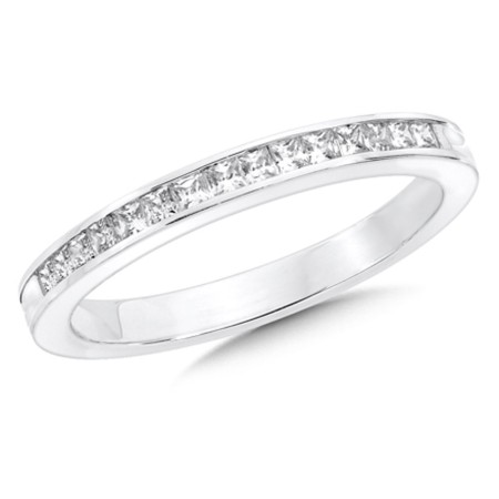 Channel set Diamond Wedding Band 14k White Gold