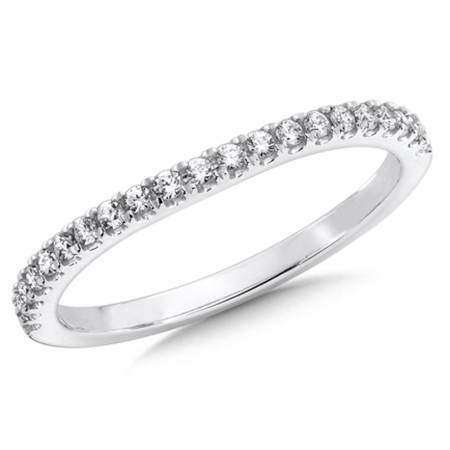 Pave set Curved Diamond Wedding Band 14k White Gold