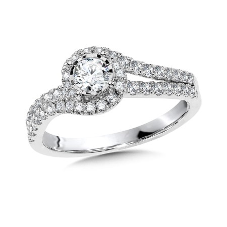 Round Pave Set Spiral Diamond Engagement Ring