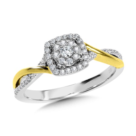 Cushion-Shaped Halo and Round Cluster Diamond Criss Cross Engagement Ring - BDD2507