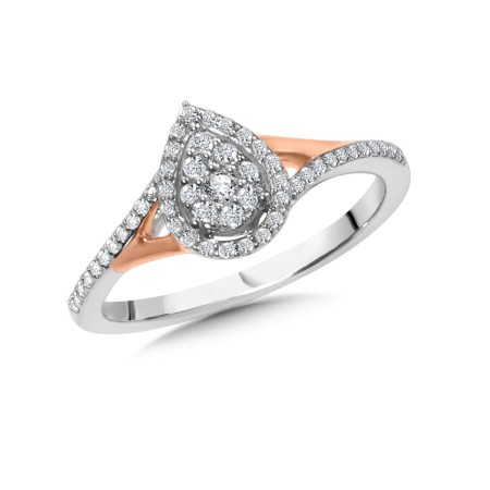 Pear-Shaped Split Shank Cluster Diamond Halo Engagement Ring - BDD2508