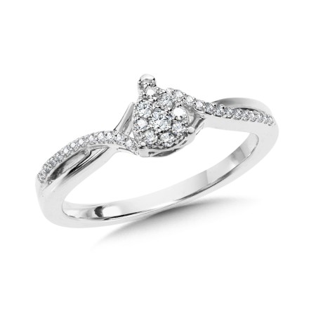 Spiral Pear-Shaped Cluster Diamond Engagement Ring