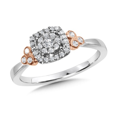 Cushion-Shaped Halo & Round Cluster Diamond Engagement Ring