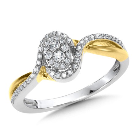 Spiral Oval-Shaped Cluster Diamond Engagement Ring