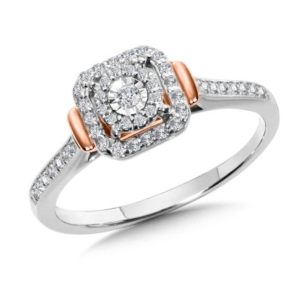 Cushion-Shaped Halo & Round Diamond Engagement Ring