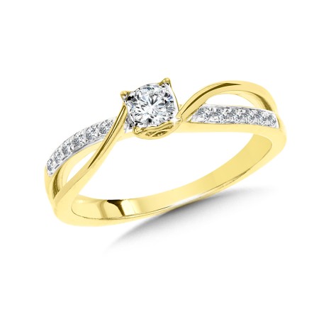 Round Spiral Diamond Engagement Ring
