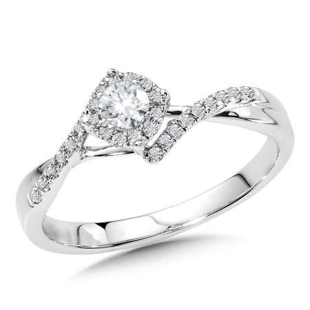 Round Halo Bypass Diamond Engagement Ring