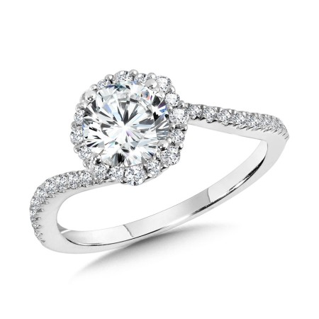 Bypass Blooming Halo Diamond Engagement Ring - R2257W-SR