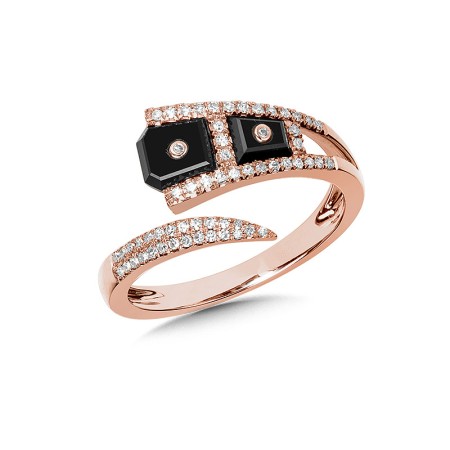 Bypass Onyx and Diamond Rose Gold Ring | CGR773P-DNX