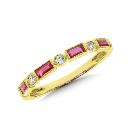 14K Yellow Gold Ruby and Diamond Ring
