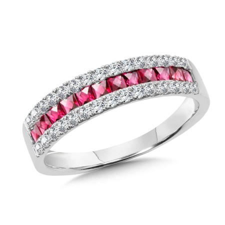 14K White Gold Ruby and Diamond Ring
