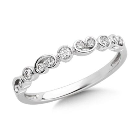 Pave and bezel set Diamond Scroll Design Stackable Ring