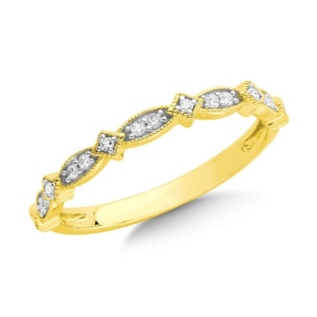 14k Yellow Gold Diamond Stackable Ring