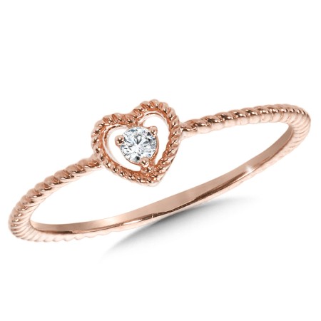 10K Rose Gold Diamond Heart Ring - CDD2862-1P