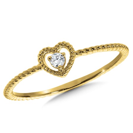 Wrapped 10K Solitaire Diamond Heart Ring 