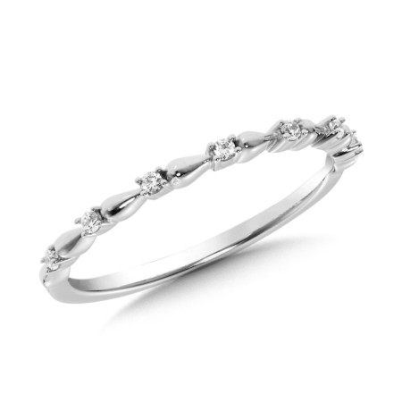 10K White Gold Diamond Stackable Ring