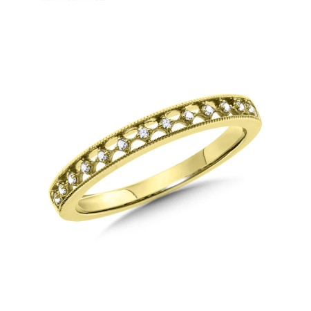 14K Yellow Gold Diamond Stackable Ring