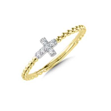 14K White and Yellow Gold Pave Diamond Ring